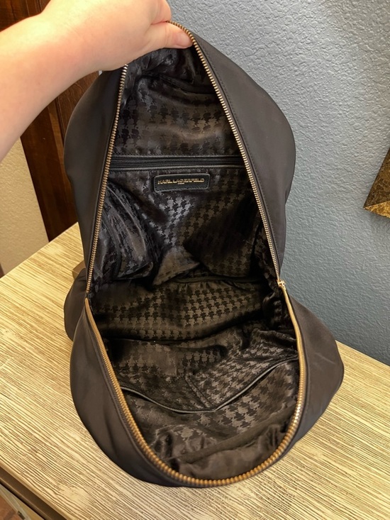 Karl Lagerfeld Black Nylon Backpack with Gold Accents main image 5
